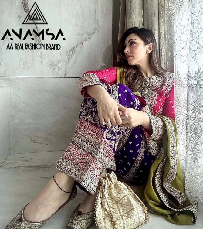 430 Anamsa Designer Faux Georgette Pakistani Suits Wholesale Clothing Suppliers In India
